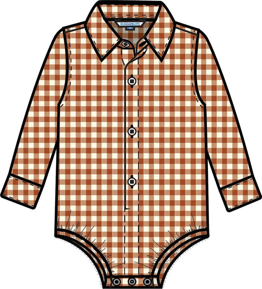 Classic Rust Gingham LS Bodysuit