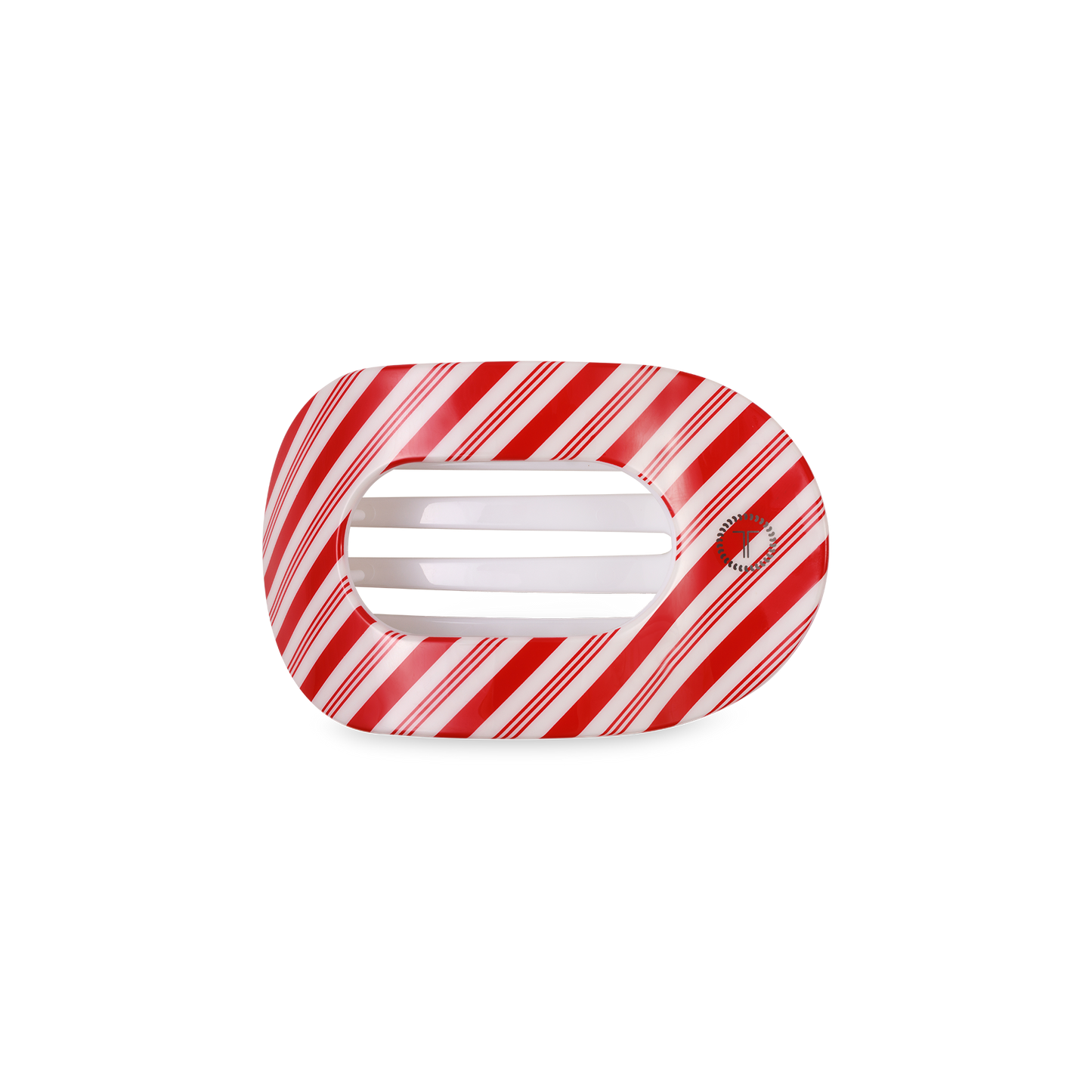 TELETIES - Flat Round Hair Clip | Small | Candy Cane Crush