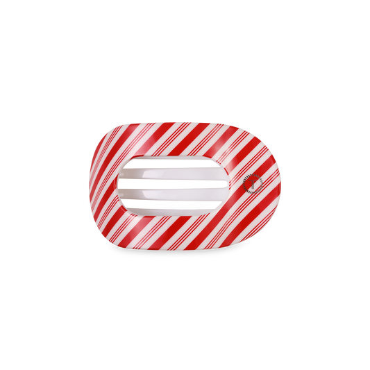 TELETIES - Flat Round Hair Clip | Small | Candy Cane Crush