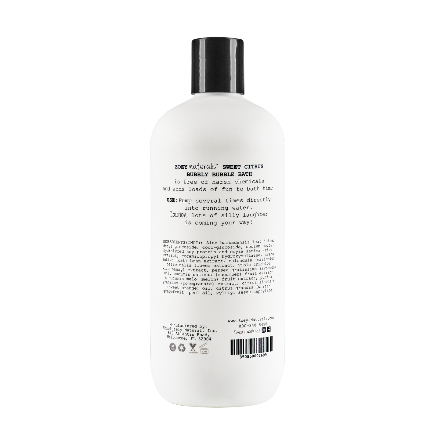 Zoey Naturals - Sweet Citrus Bubbly Bubble Bath - 17oz