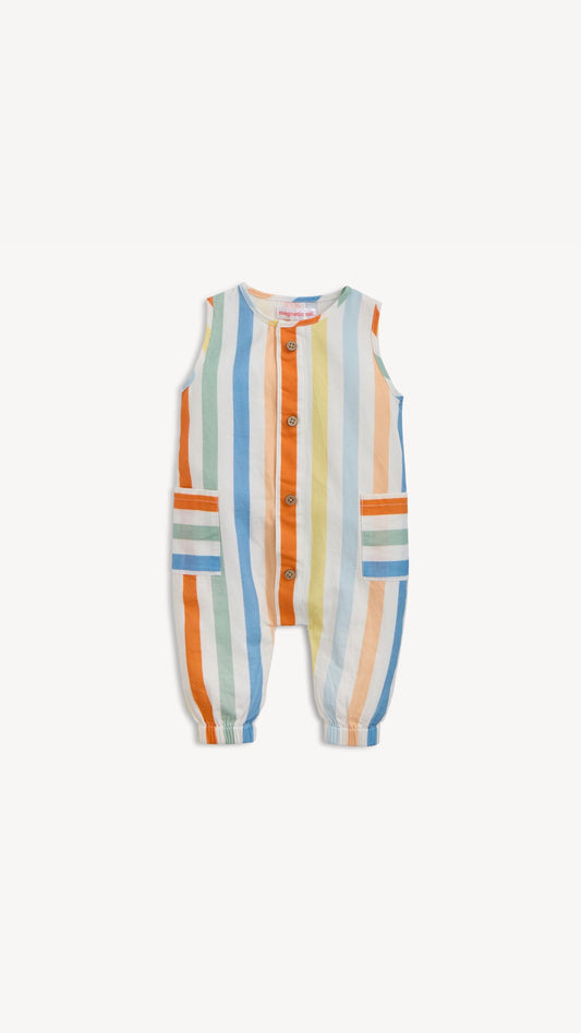 Multi Stripe Woven Sleeveless Pant Romper MM