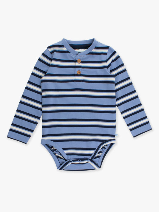 Periwinkle Blue Stripe LS Henley Bodysuit