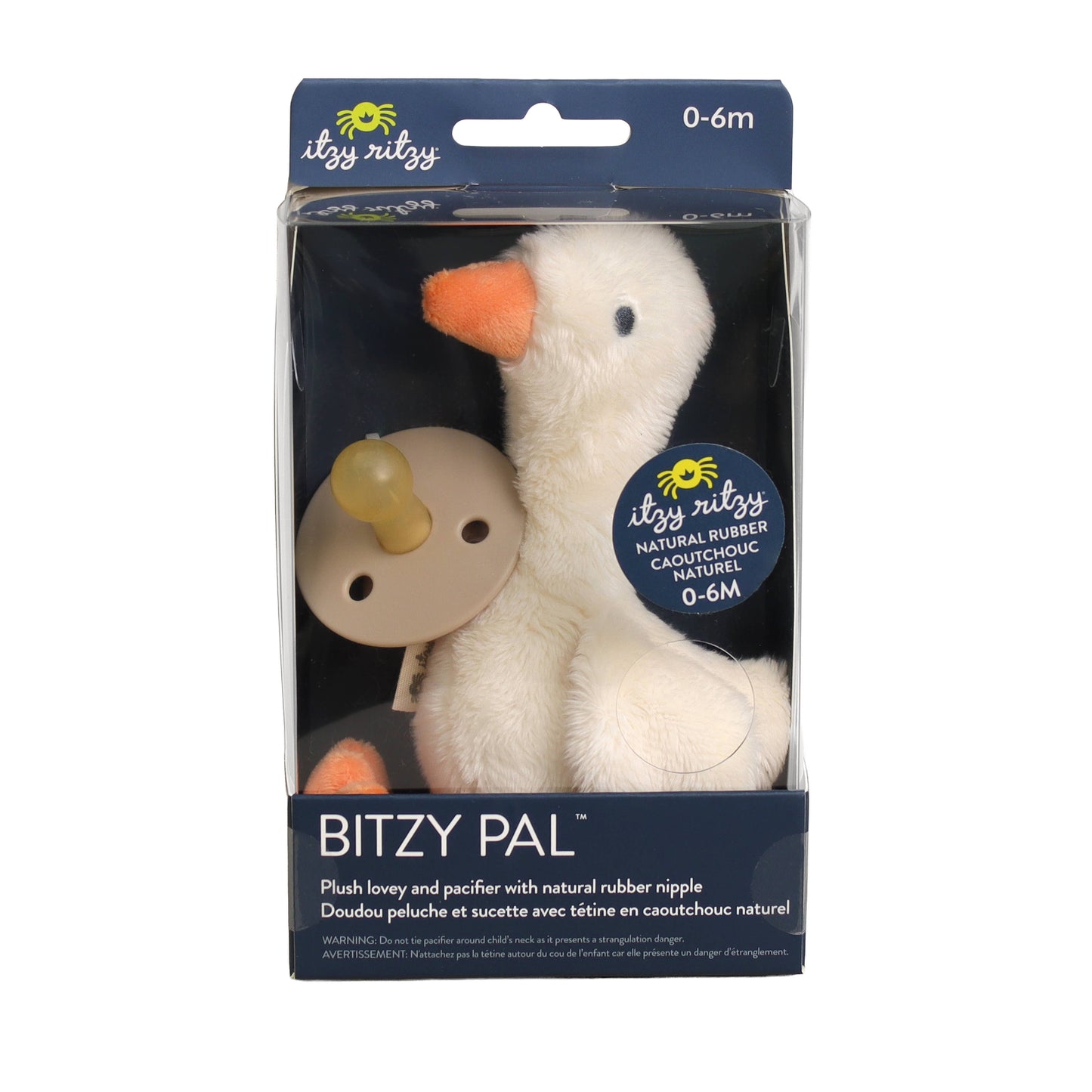 Bitzy Pal Natural Rubber Pacifier & Plush Goose
