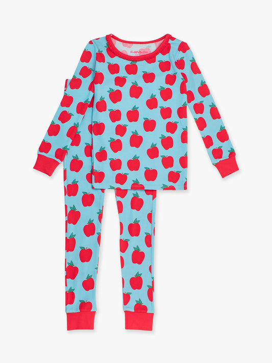 Blue Apple of My Eye Ruffle LS PJs