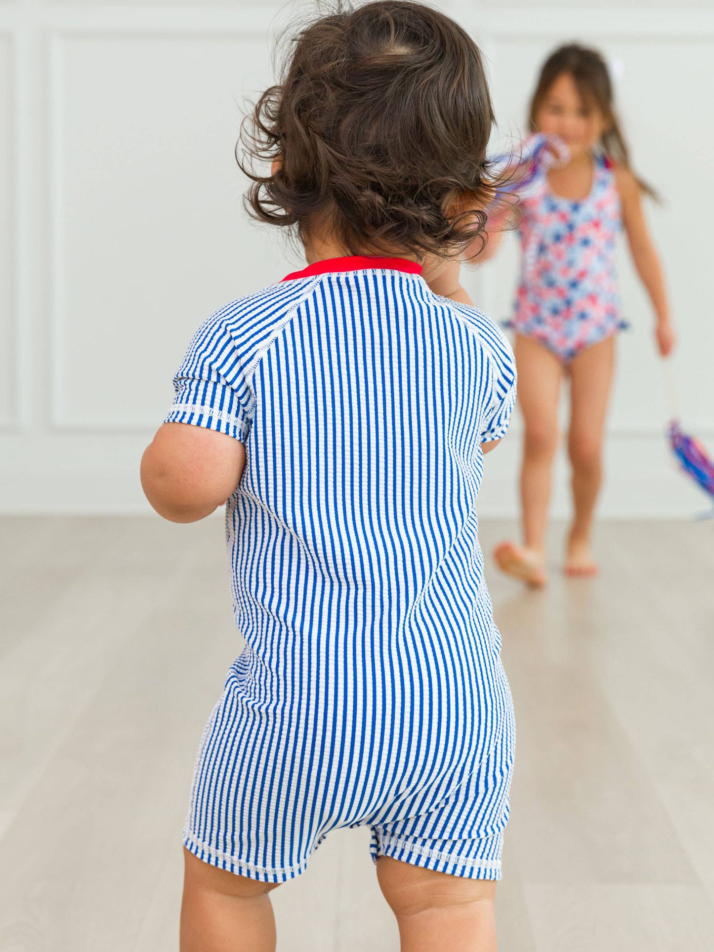 Baby Boys Blue Seersucker SS OP RG