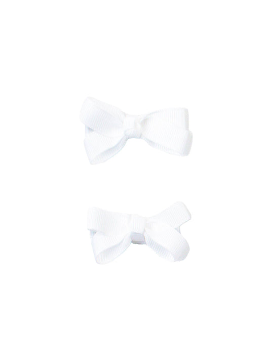 Girls White Small Bow Clip Set