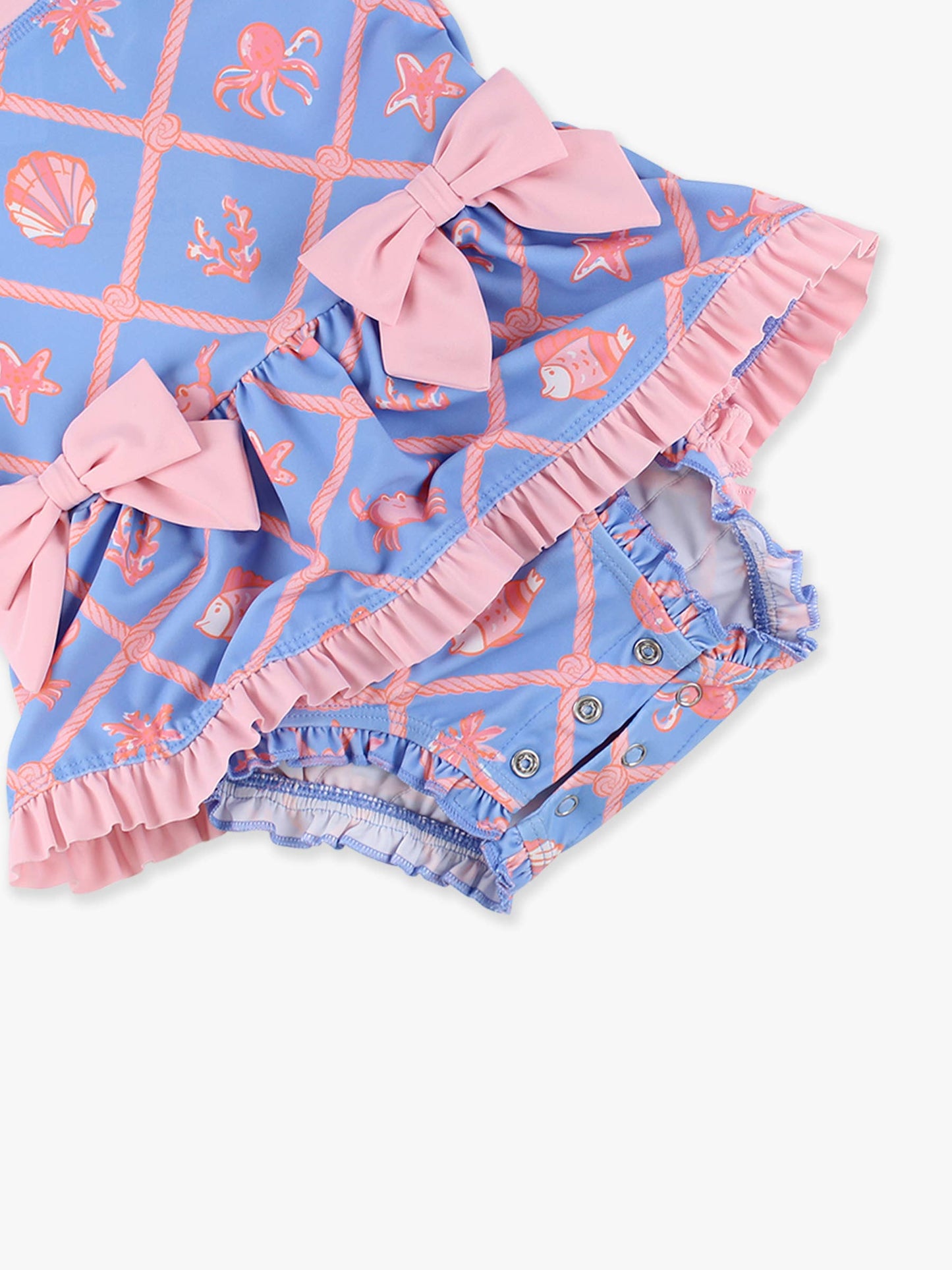 Baby Girls Tropical Trellis LS OP Bow Peplum RG Swimsuit w/Ruffles