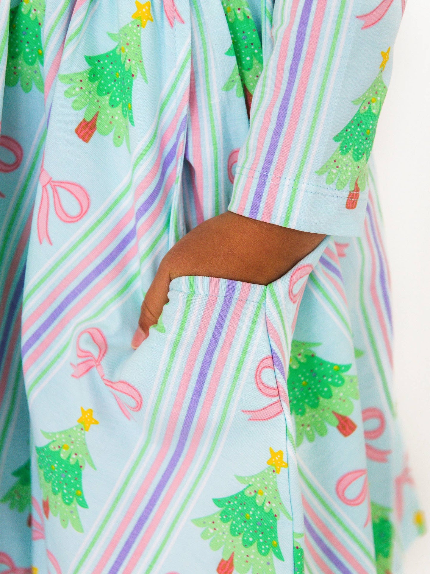 RuffleButts + RuggedButts - Girls Merry Bow Dreams Knit Long Sleeve Twirl Dress