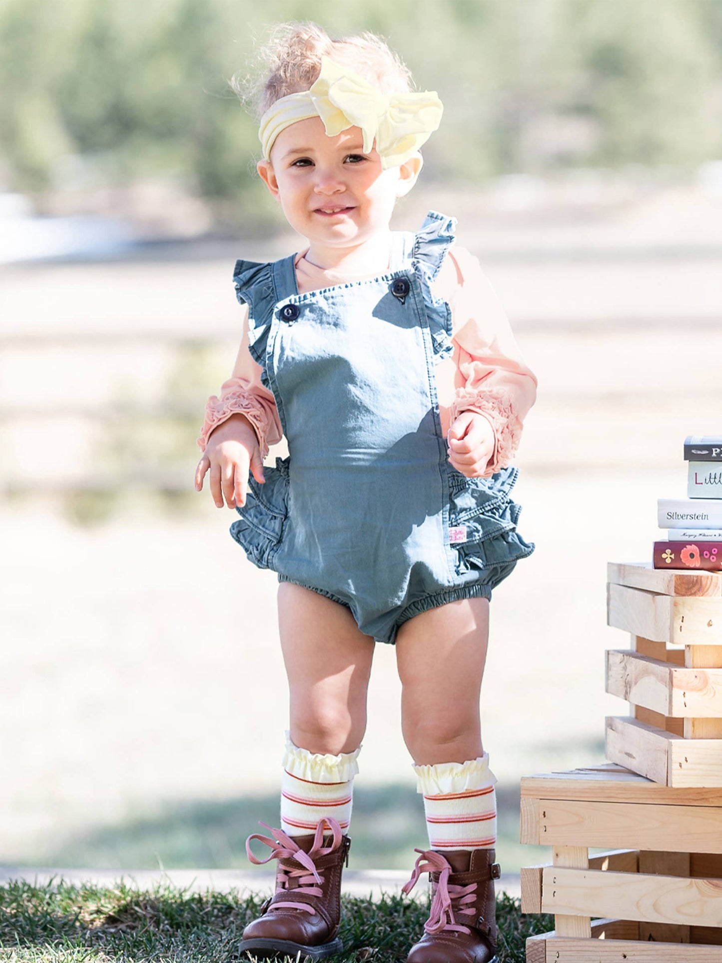 RuffleButts + RuggedButts - Girls Ivory Big Bow Headband
