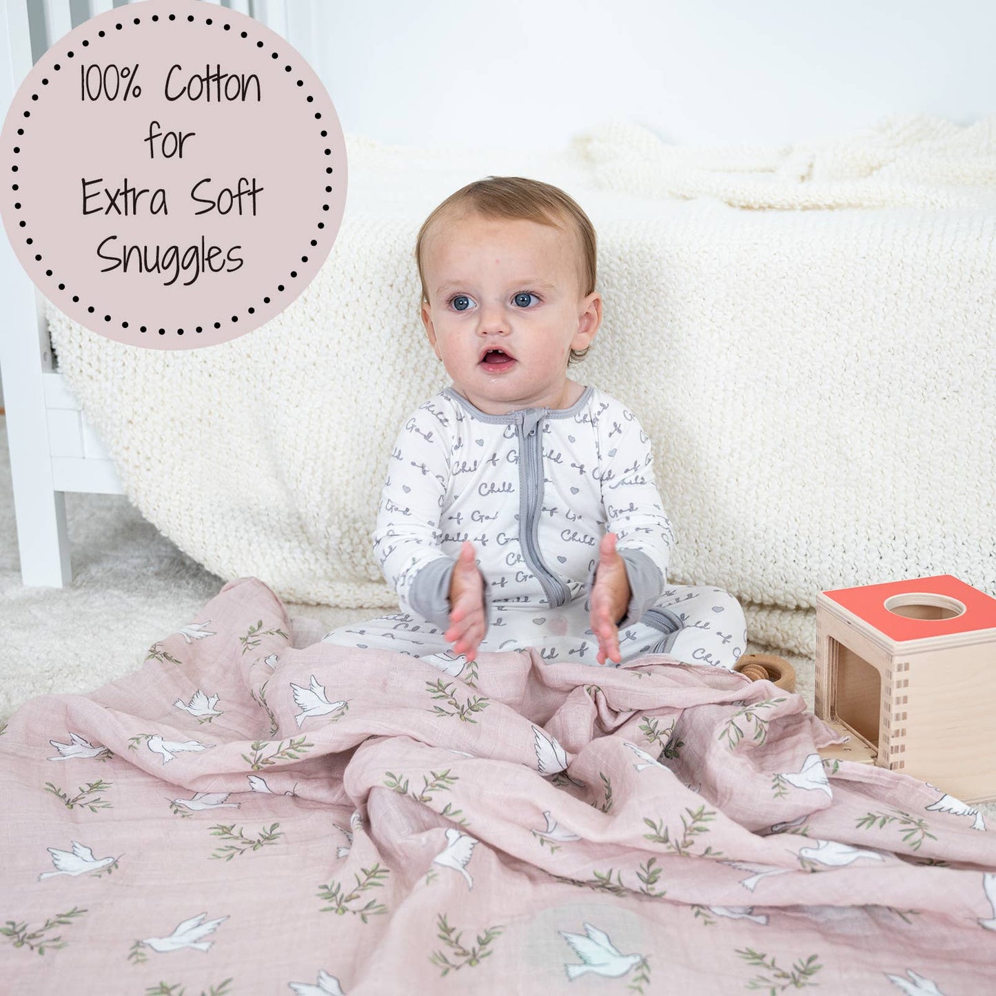 LollyBanks - Dove Baby Swaddle Muslin Blanket