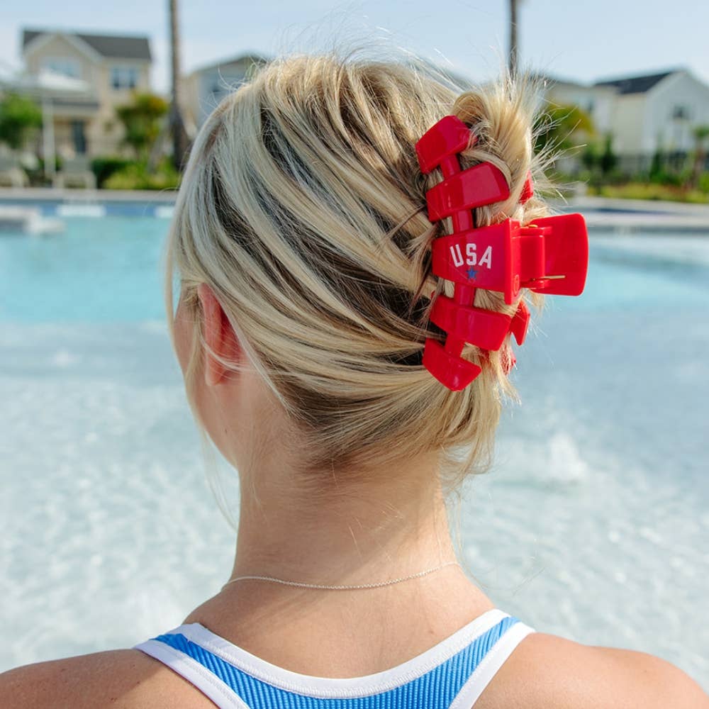 TELETIES - Classic Hair Clip | Large | USA Red