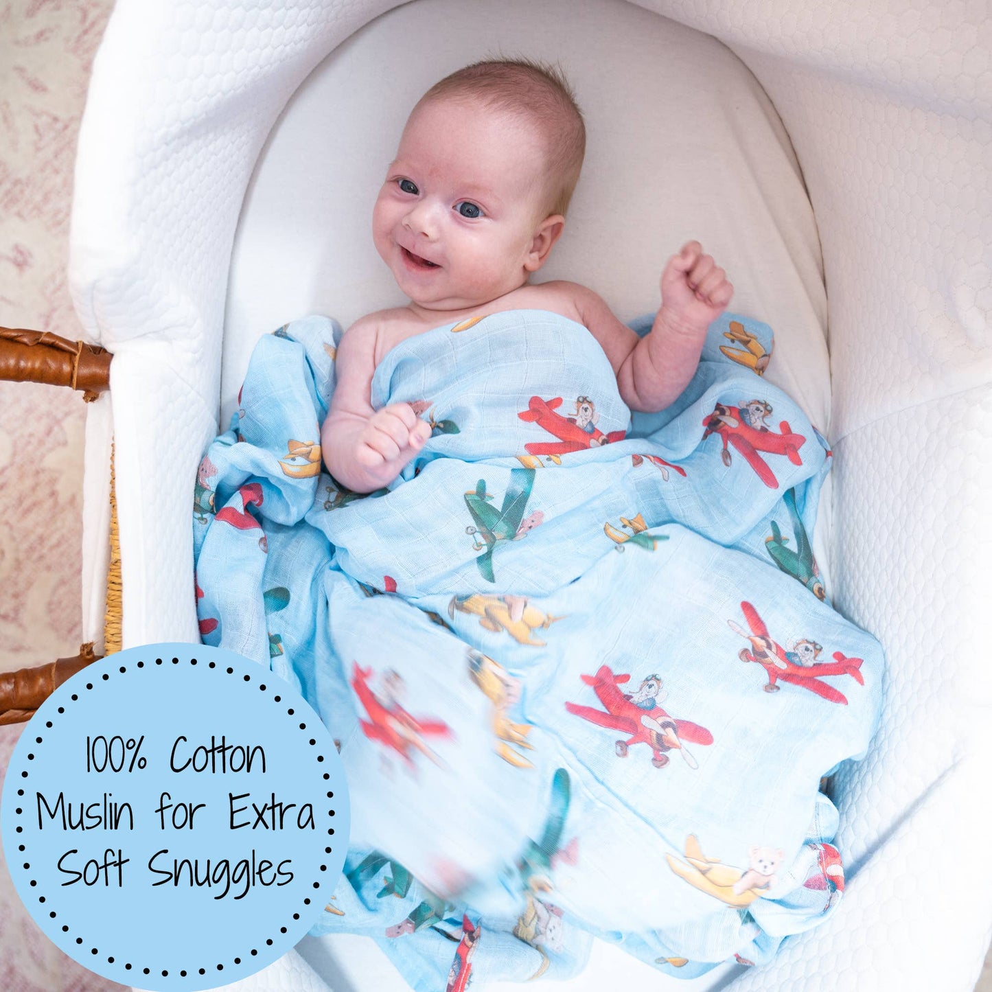 LollyBanks - Pilot Paws Baby Muslin Swaddle Blanket