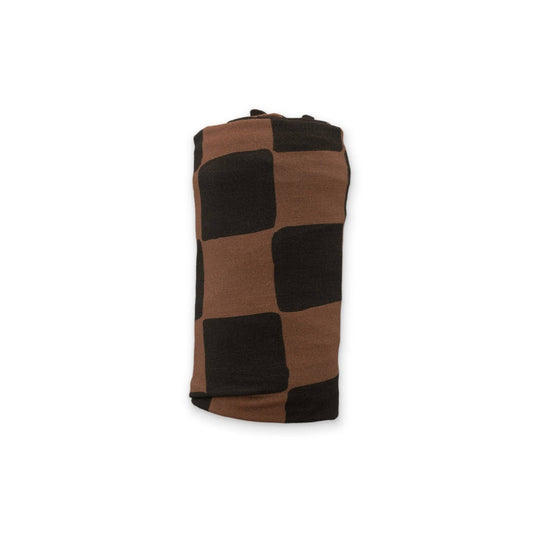 Ellie Sue - Ink & Earth Checkerboard Stretch Swaddle Blanket