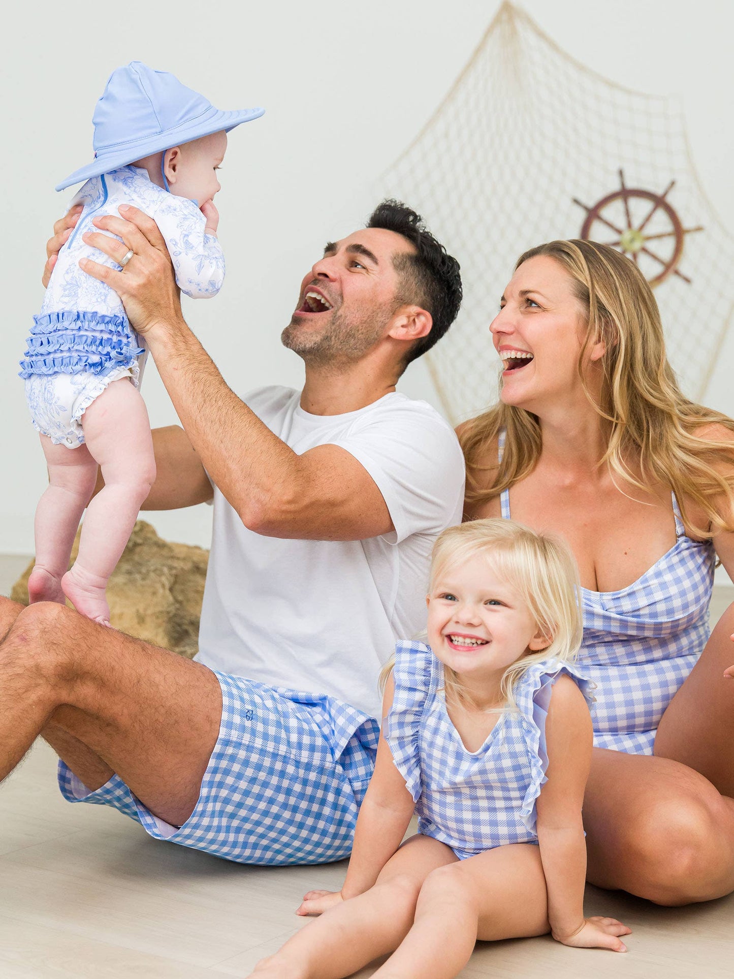 Periwinkle Blue Gingham Bandeau OP Swimsuit