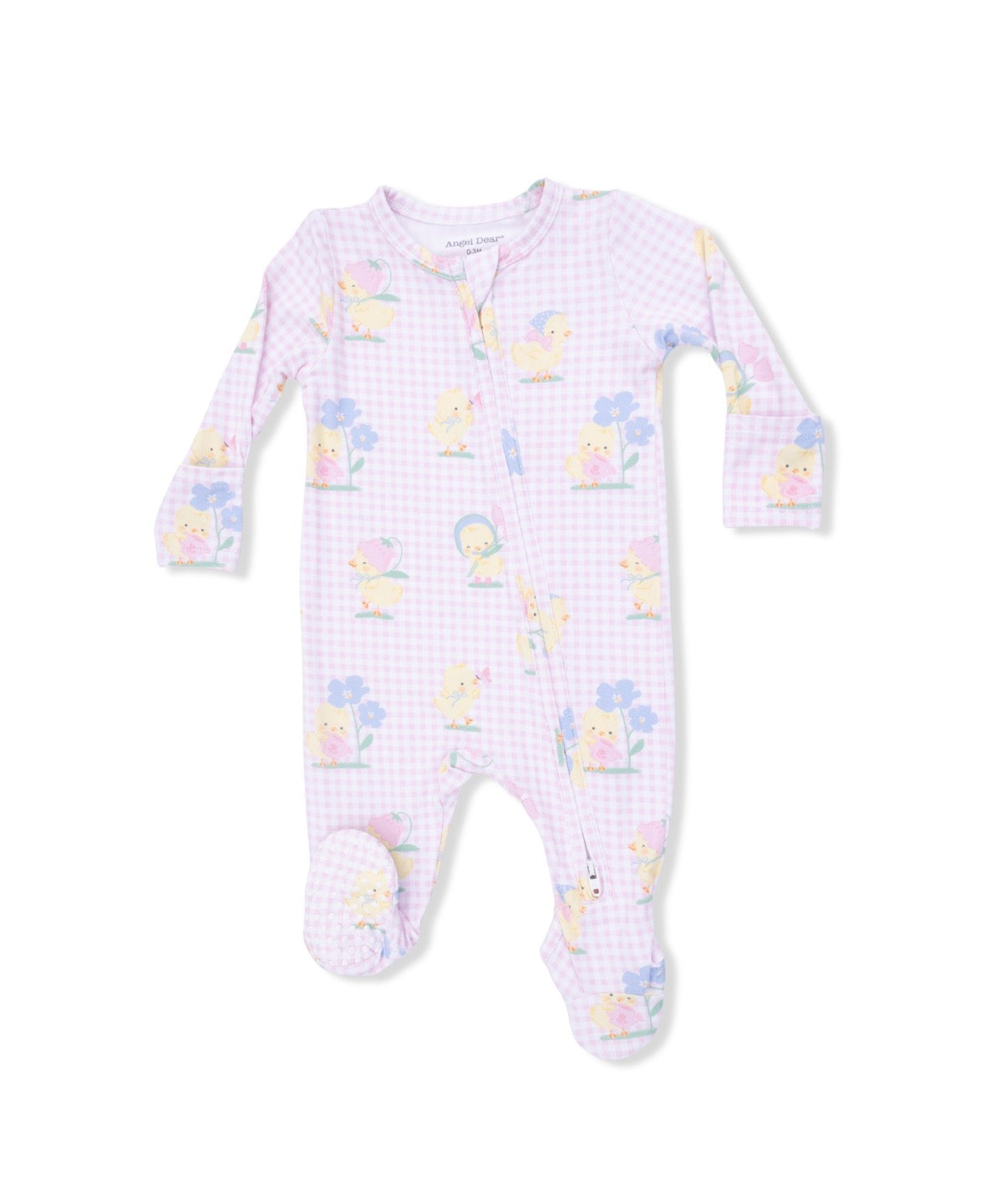Vintage Spring Ducklings Pink - 2Way Zip Footie