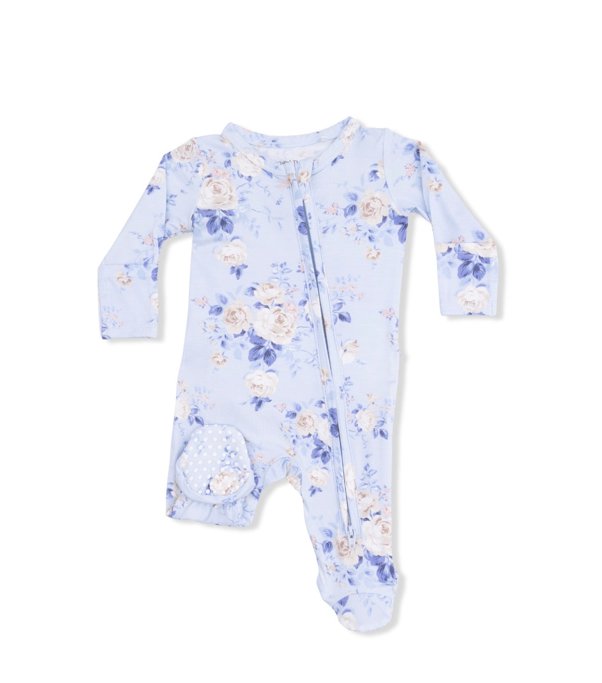 Ashley Rose Floral - 2Way Ruffle Back Zip Footie