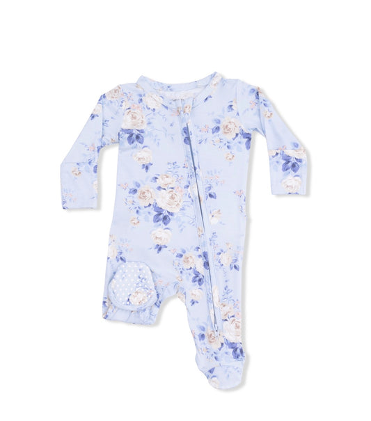 Ashley Rose Floral - 2Way Ruffle Back Zip Footie