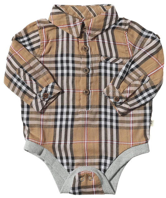 Jasper Woven Onesie Brown/Black/Red Plaid