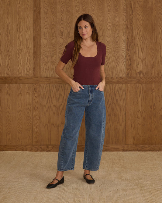Scallop Tee|Burgundy