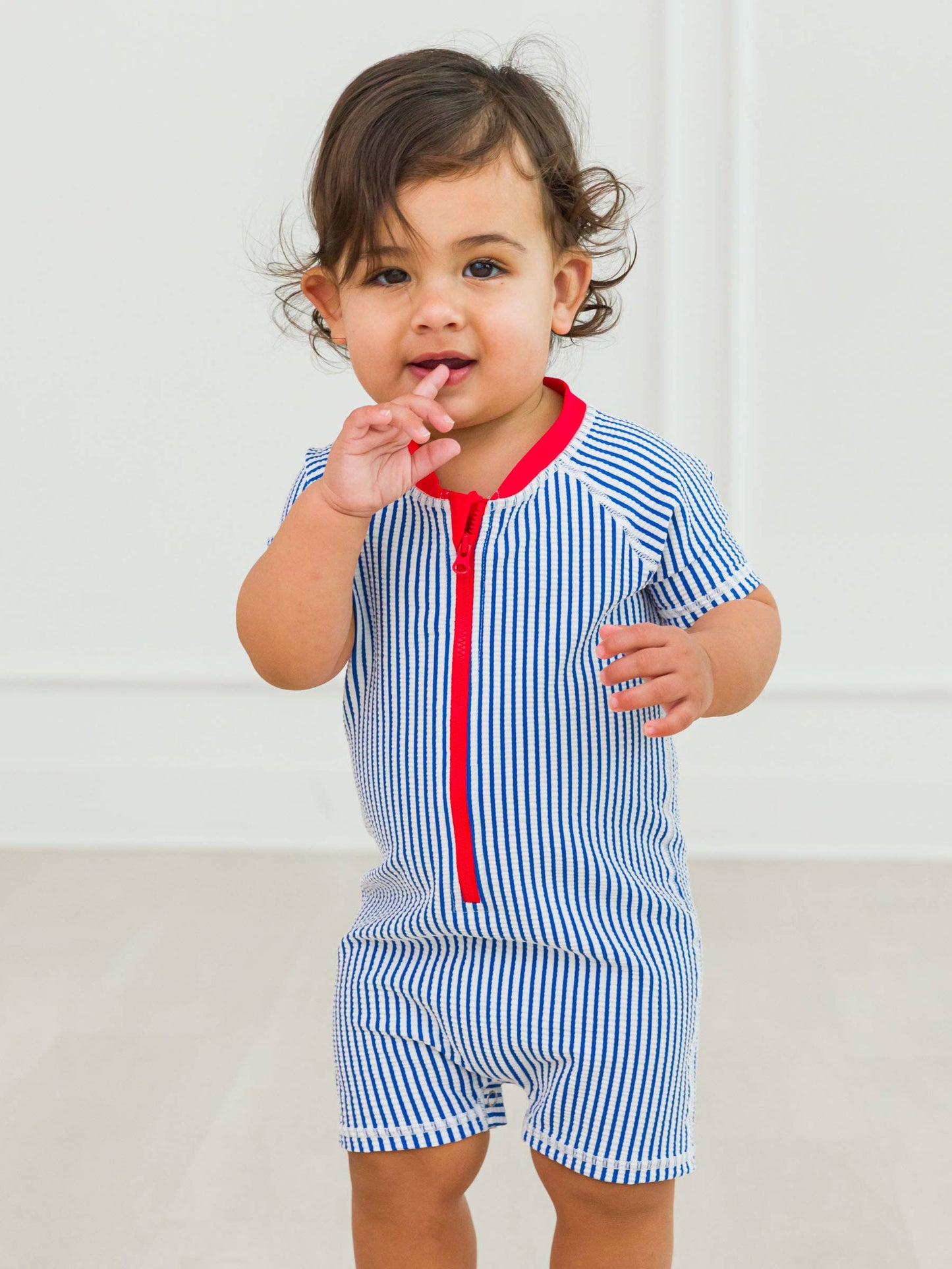 Baby Boys Blue Seersucker SS OP RG