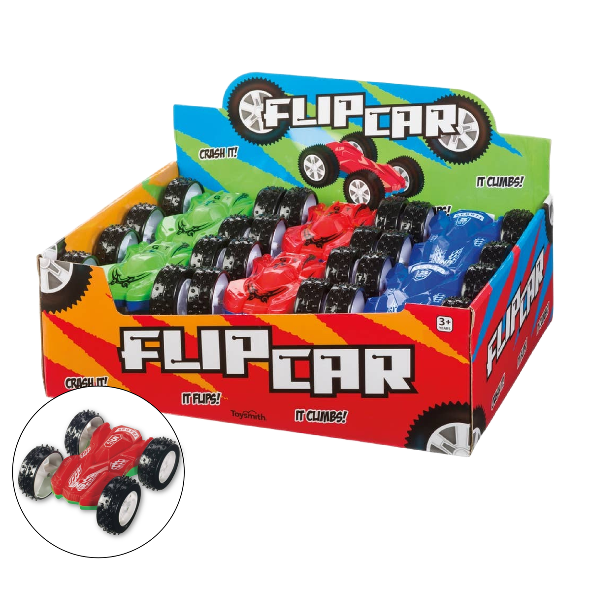 Toysmith - Flip Car, Friction Pull-Back, Action Packed, Indoor/Outdoor