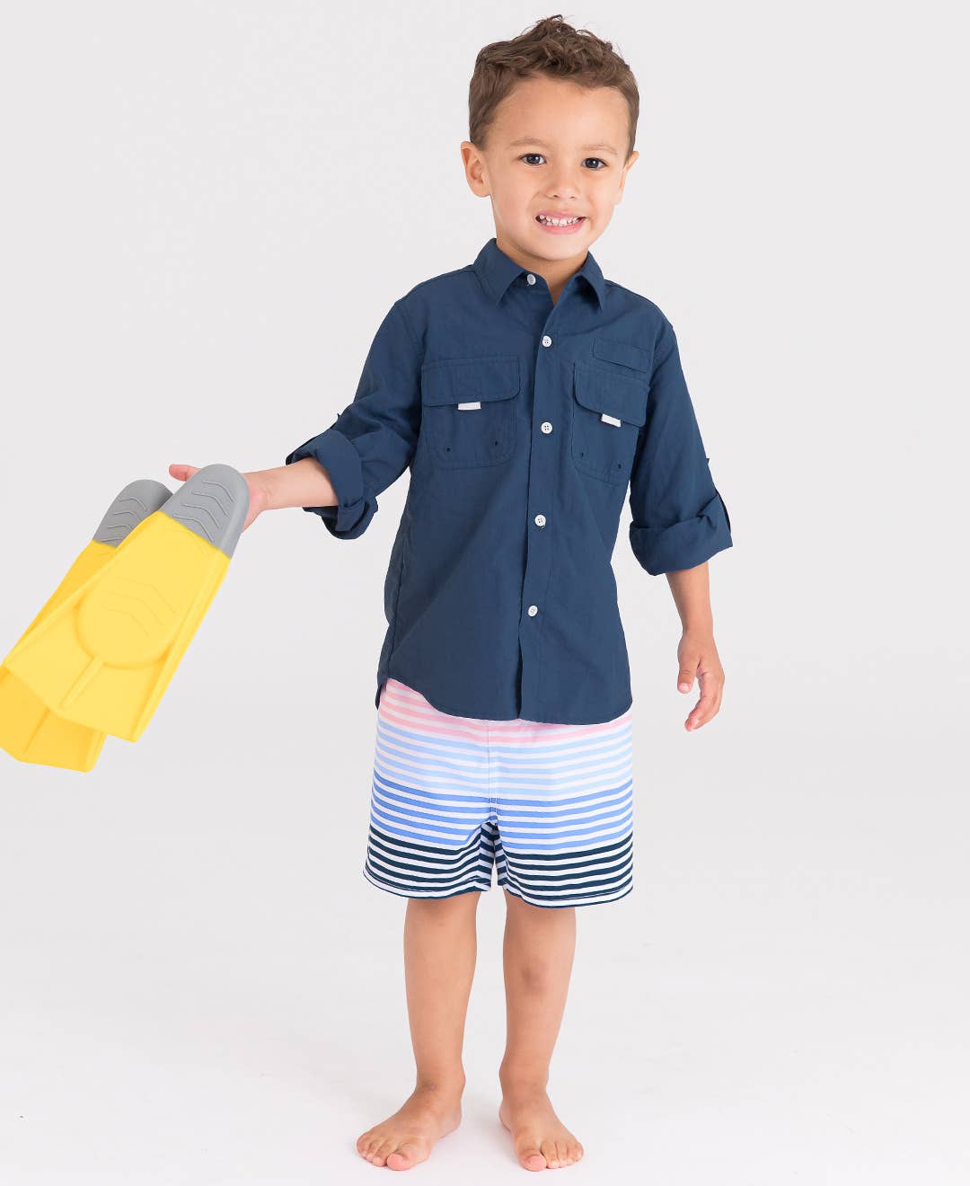 Boys Navy Sun Protective Button Down Shirt