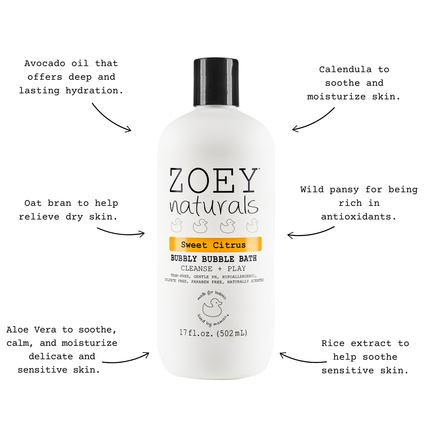 Zoey Naturals - Sweet Citrus Bubbly Bubble Bath - 17oz