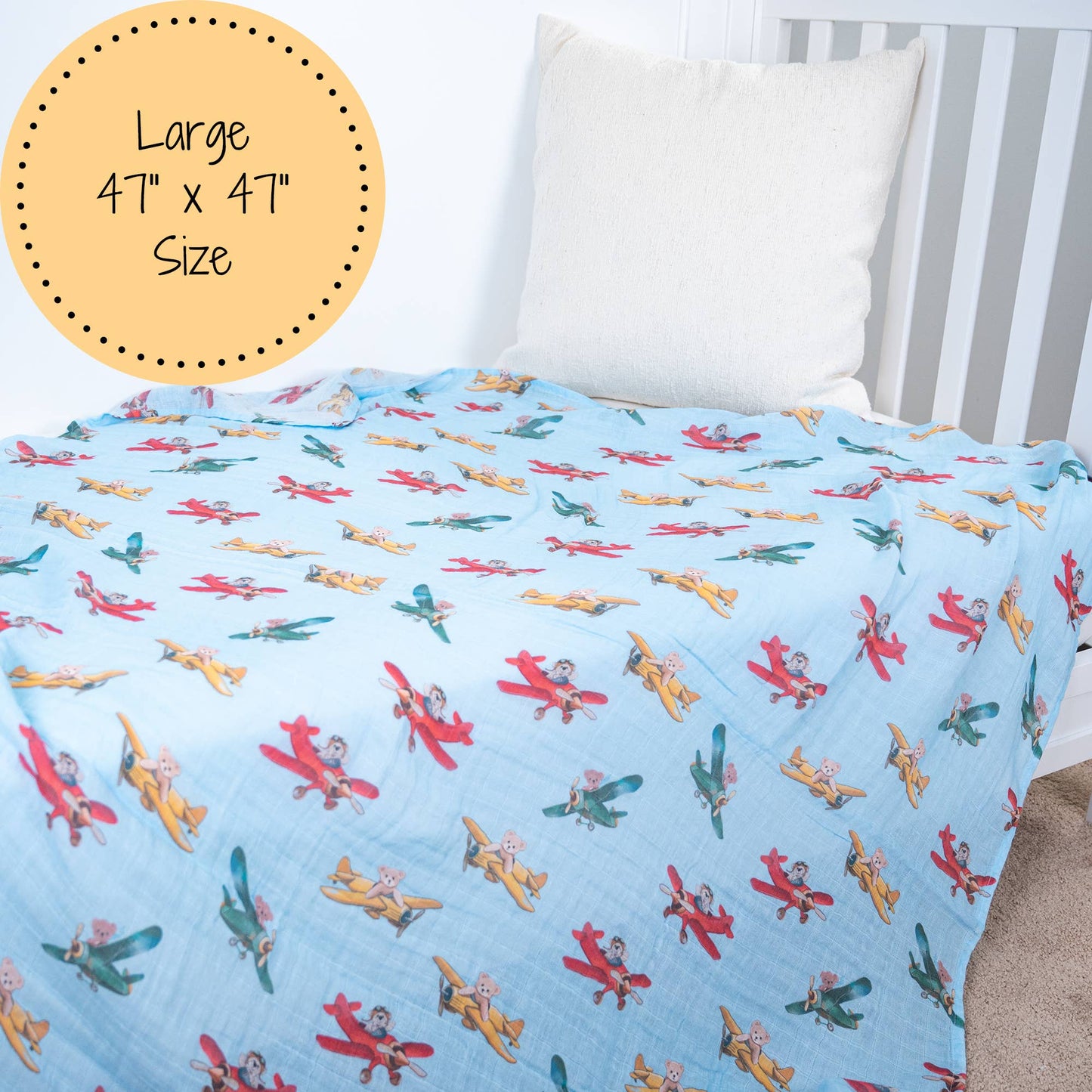 LollyBanks - Pilot Paws Baby Muslin Swaddle Blanket