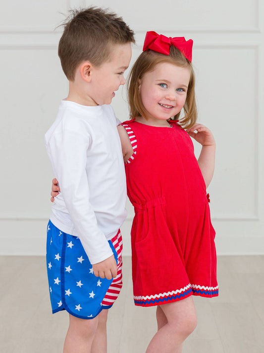 Vintage Red Terry Cover-Up Romper