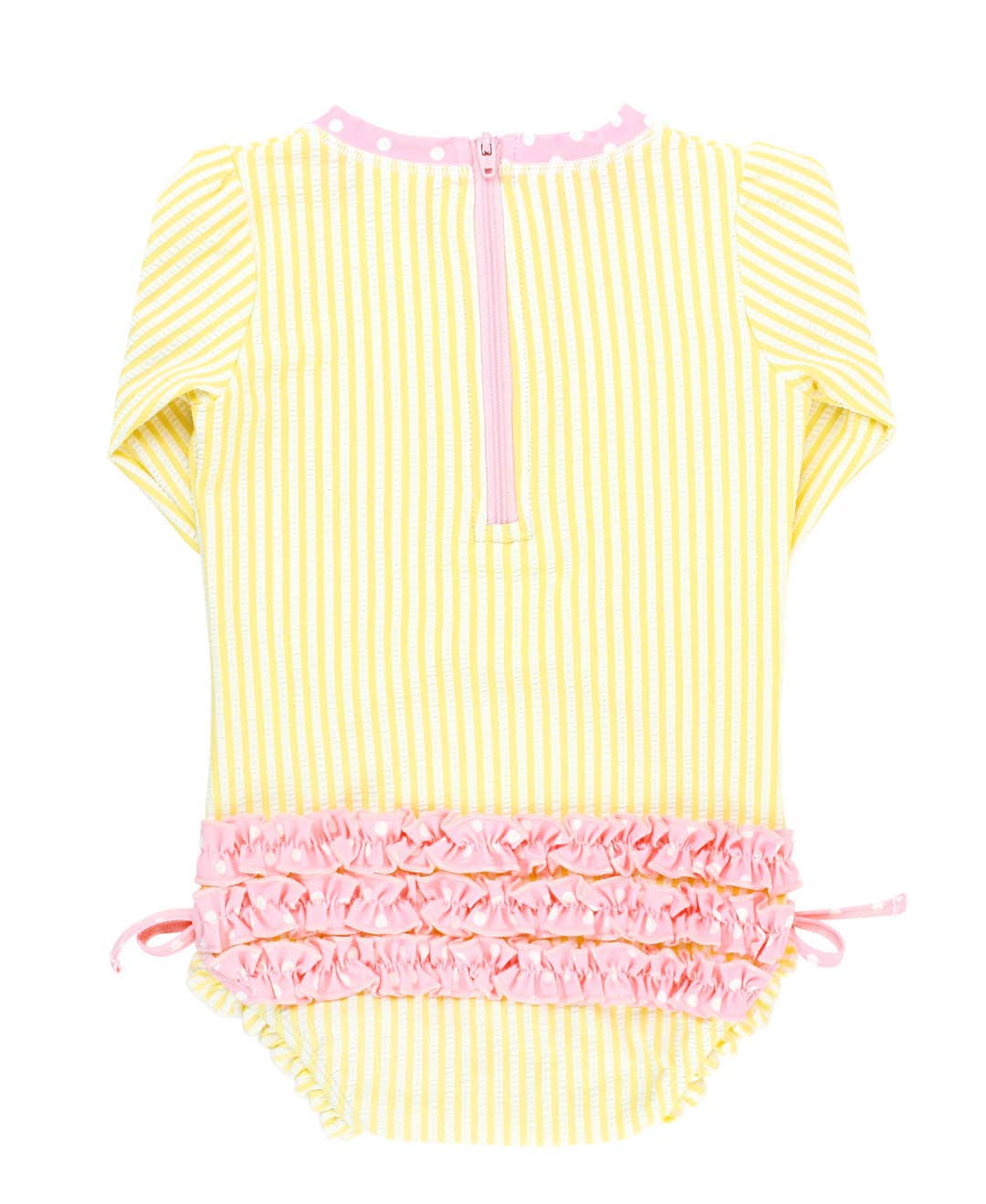 Girls Banana Seersucker LS OP RG Swimsuit w/Ruffles