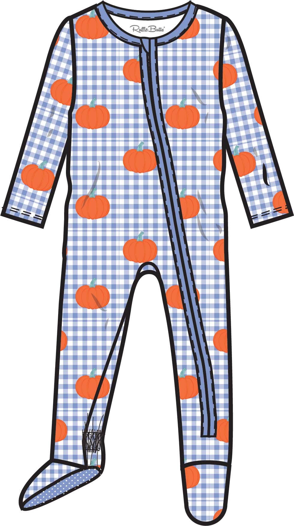 Baby Pumpkin Patch Gingham Footed OP PJs