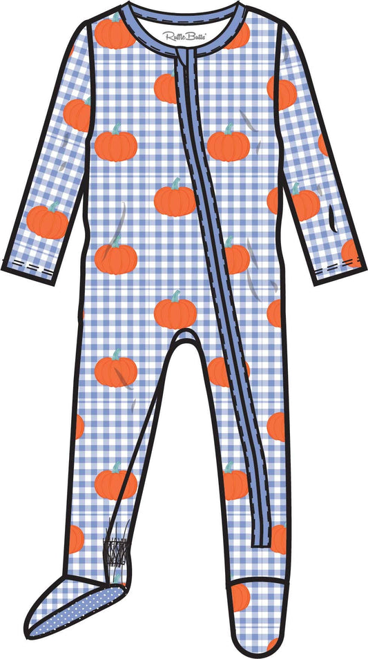 Baby Pumpkin Patch Gingham Footed OP PJs