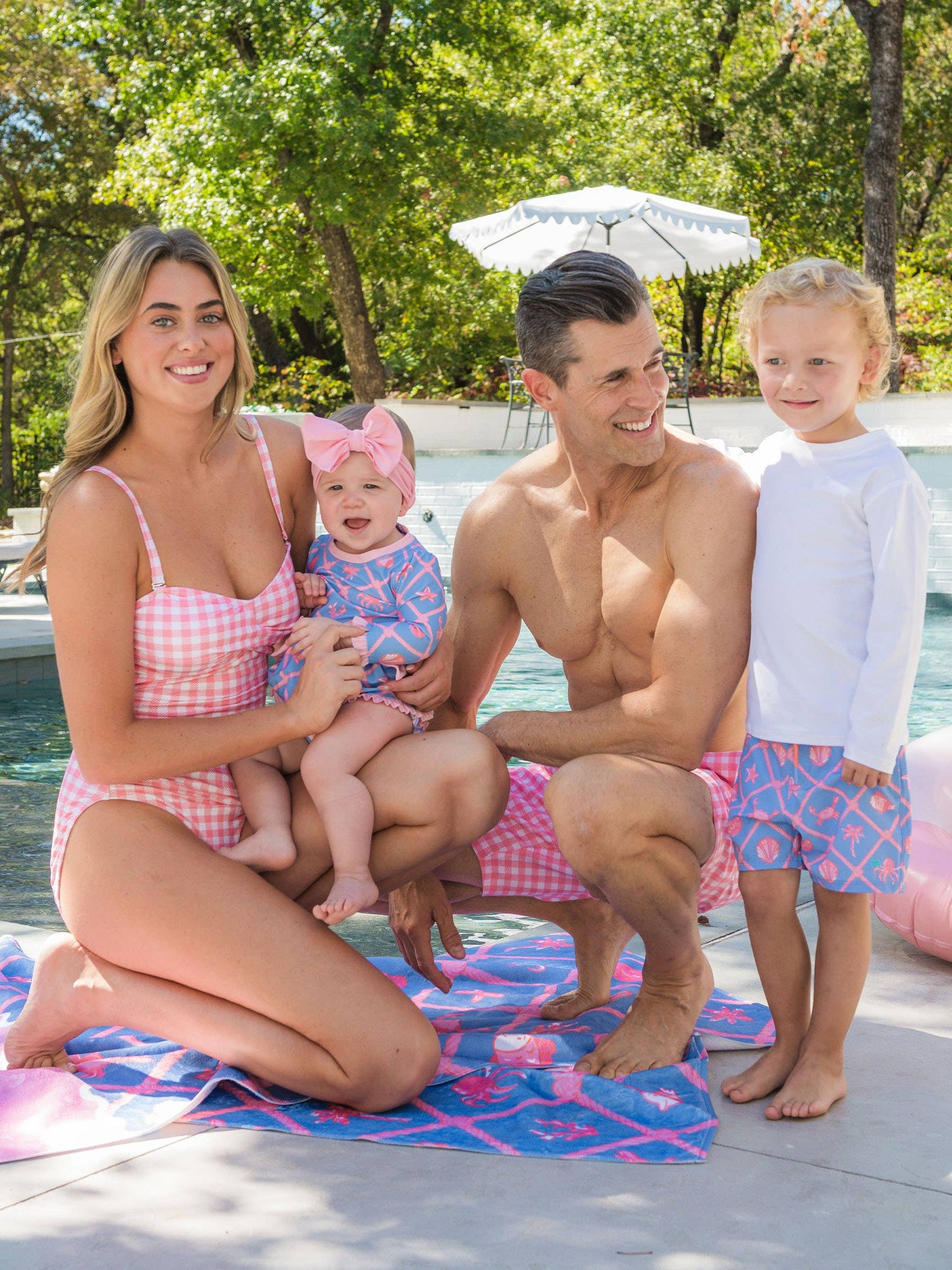 Baby Girls Tropical Trellis LS OP Bow Peplum RG Swimsuit w/Ruffles