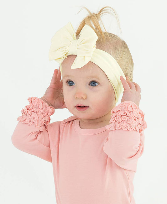 RuffleButts + RuggedButts - Girls Ivory Big Bow Headband