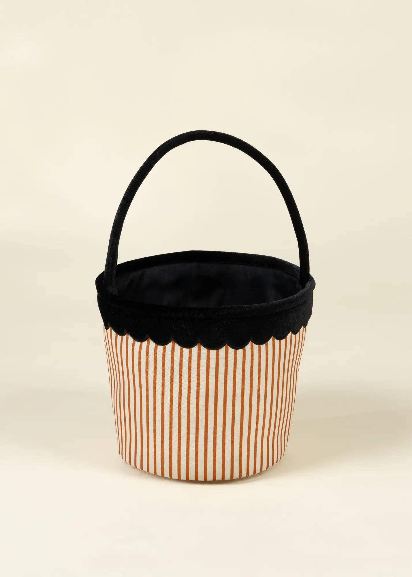 Coco Village - Pumpkin Stripe Scalloped Fabric Treat Basket – M