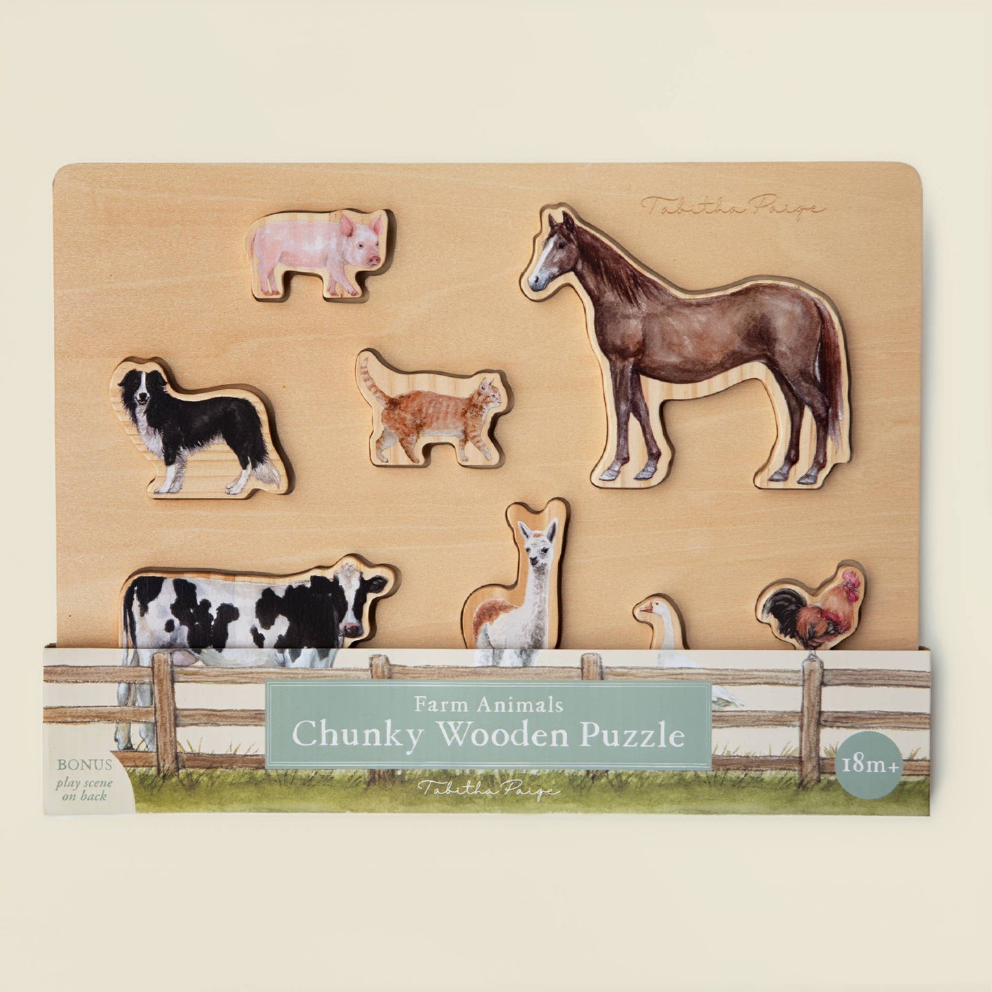 Paige Tate & Co. - Farm Animals Wooden Puzzle: A Tabitha Paige Puzzle