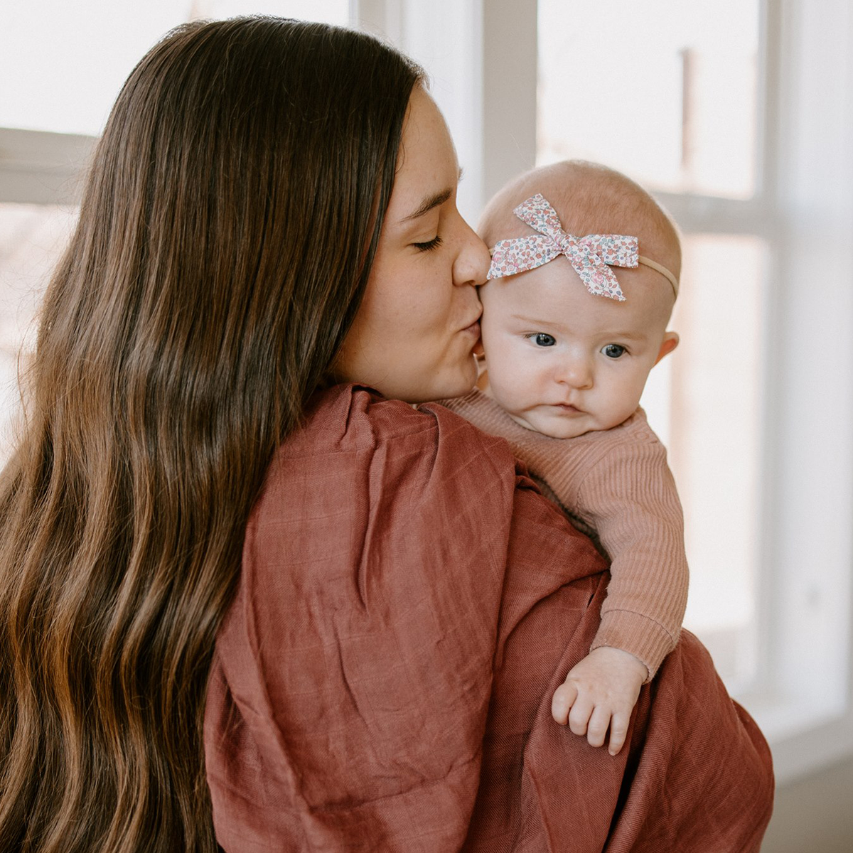 Little Unicorn - Deluxe Muslin Swaddle Blanket - Dusty Maroon