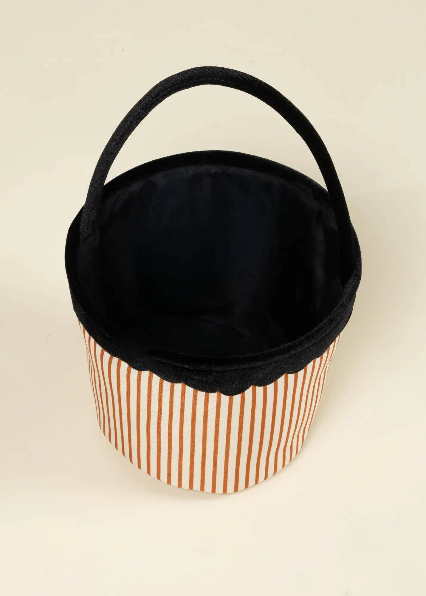 Coco Village - Pumpkin Stripe Scalloped Fabric Treat Basket – M