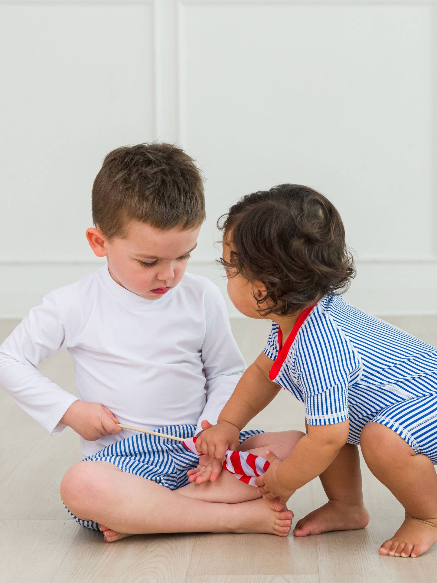 Baby Boys Blue Seersucker SS OP RG