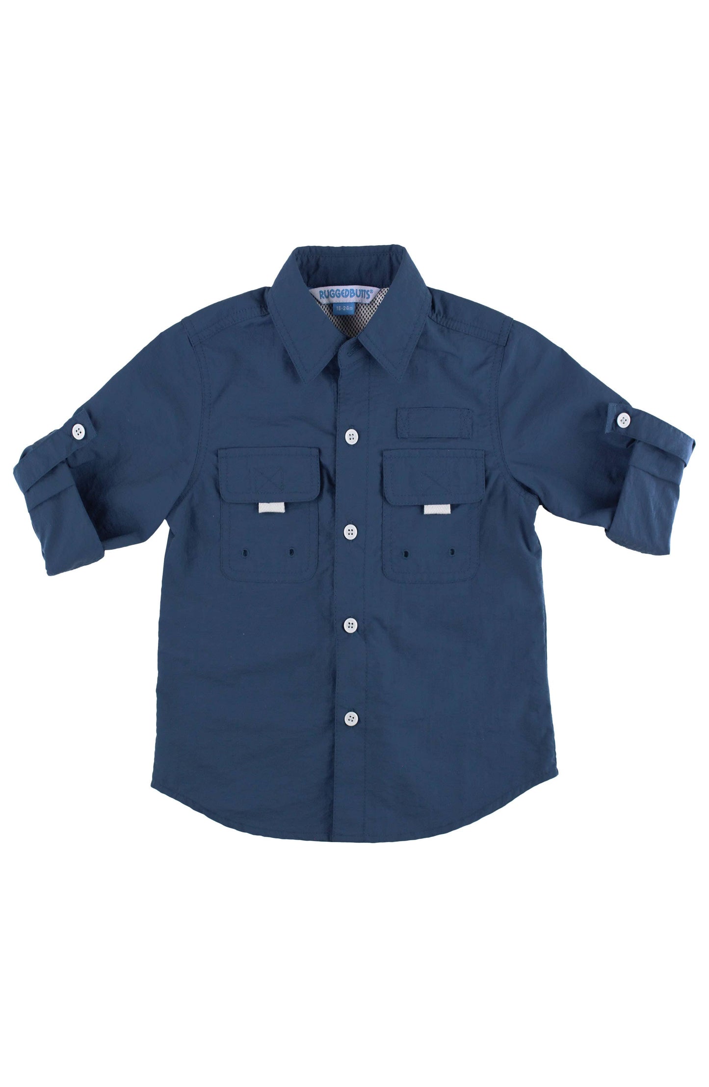 Boys Navy Sun Protective Button Down Shirt