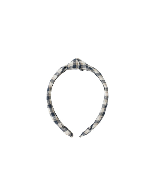 Knotted Headband||Navy Check