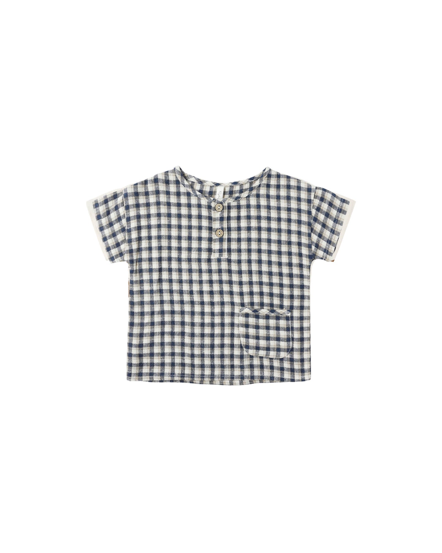 Woven Henley Tee||Navy Check