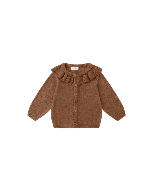 Ruffle Collar Cardigan||Heathered Cedar