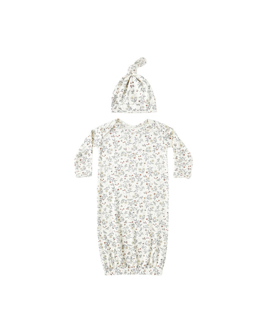 Bamboo Baby Gown+Hat||Woodland