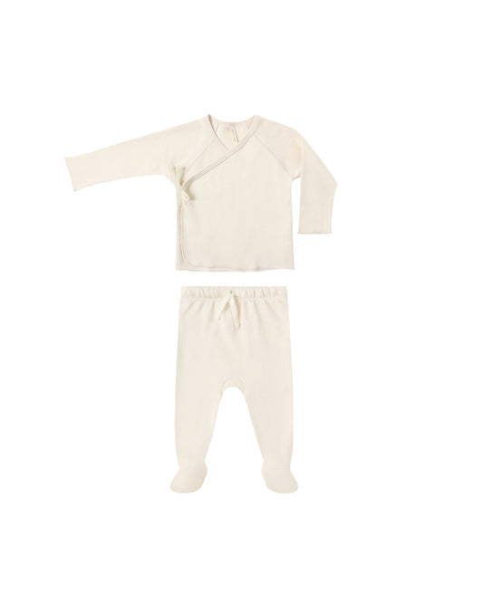 Wrap Top+Footed Pant||Natural