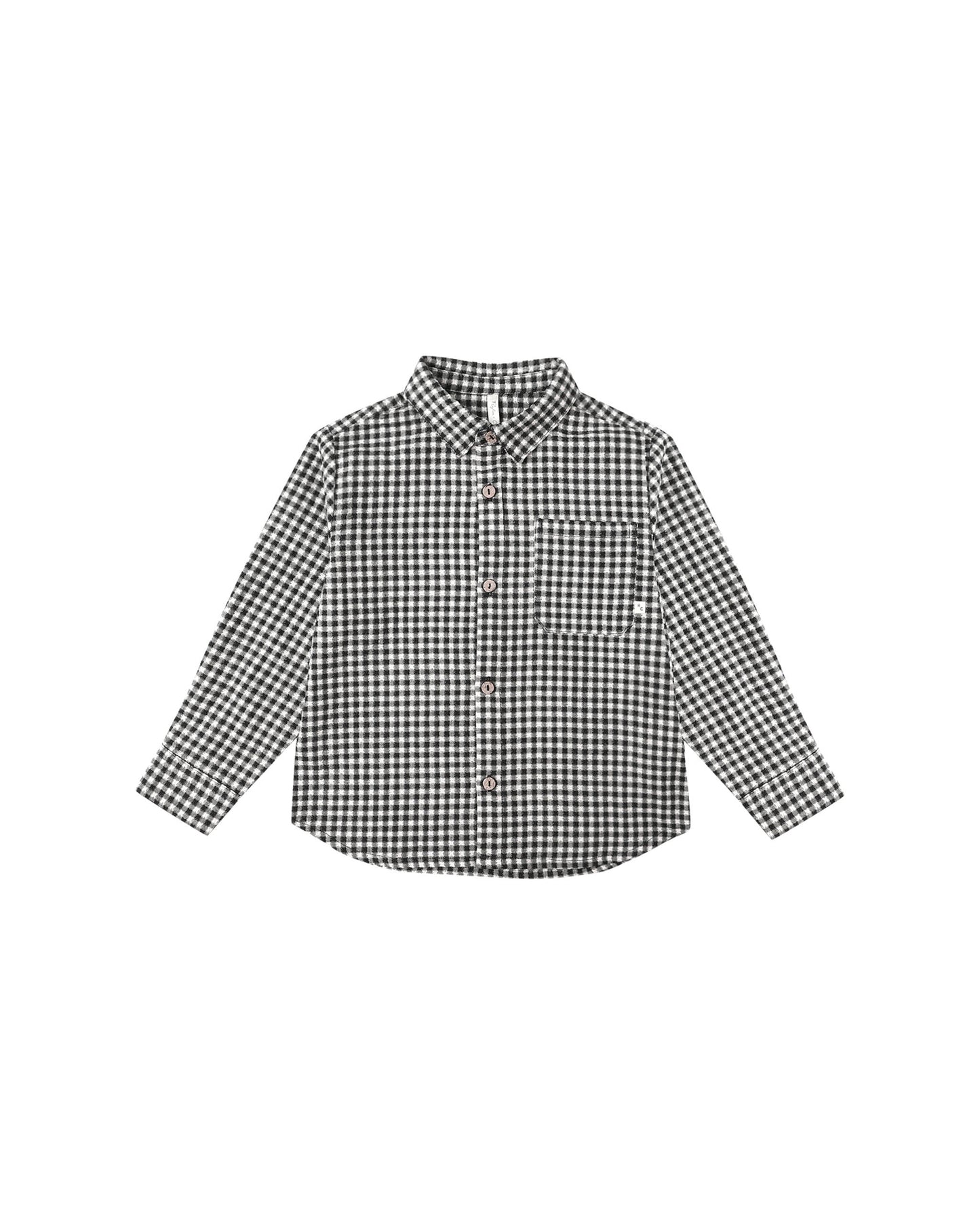 Collared LS Shirt||Black Gingham
