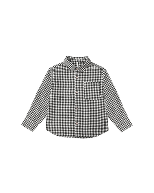 Collared LS Shirt||Black Gingham
