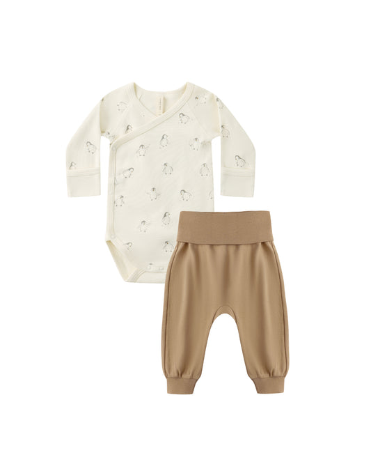 Side Snap Bodysuit + Pant||Penguins