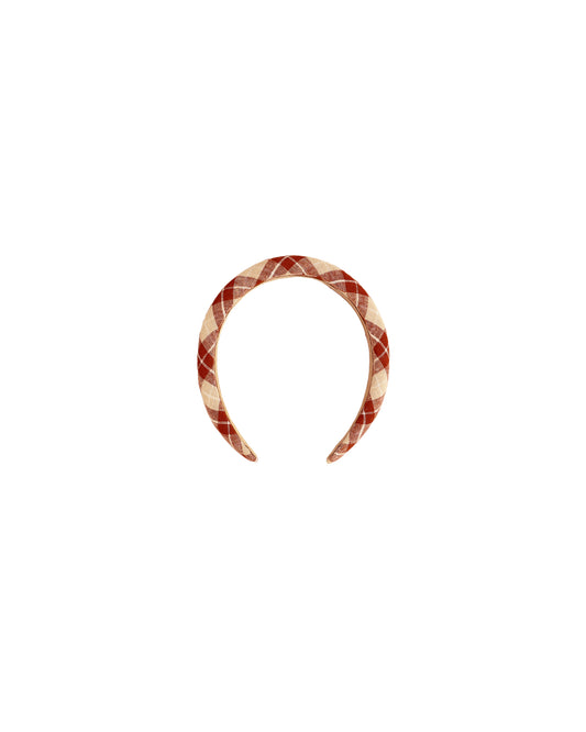 Padded Headband||Red Plaid