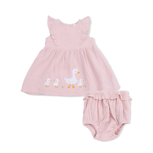 Lotus Flower Ducklings - Ruffle Sleeve Dress/Bloomer